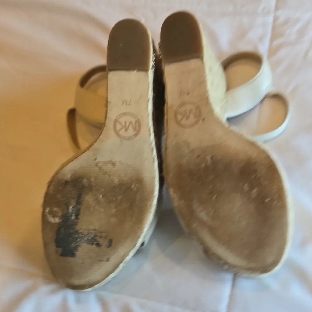 MICHAEL Michael Kors Jill Cream Espadrille Wedge Sandals Size 7 - Picture 8 of 10